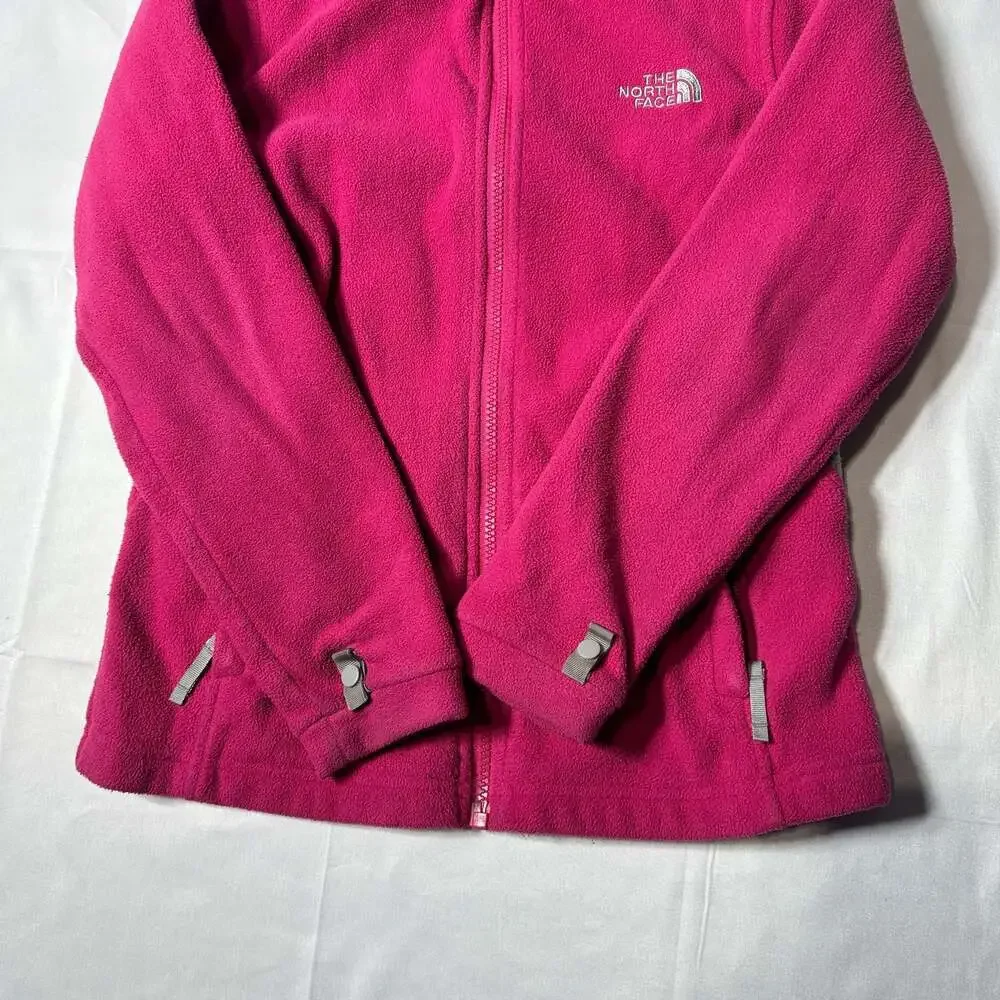 The North Face Girls M 10/12 Pink Gray Full Zip Fleece Jacket Thumbholes